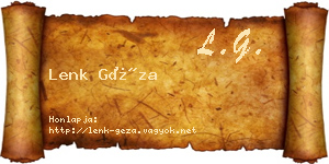 Lenk Géza névjegykártya